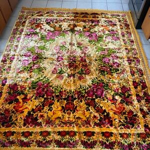 Vintage Italian Floral Velvet Bedspread